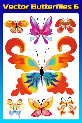 Бабочки (насекомые в векторе) часть шестая
