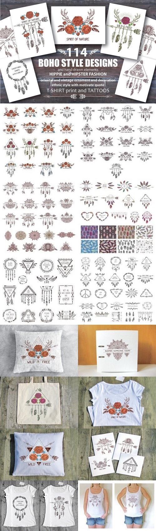 Set: Ethnic Style Designs. Boho Deco - 1392306