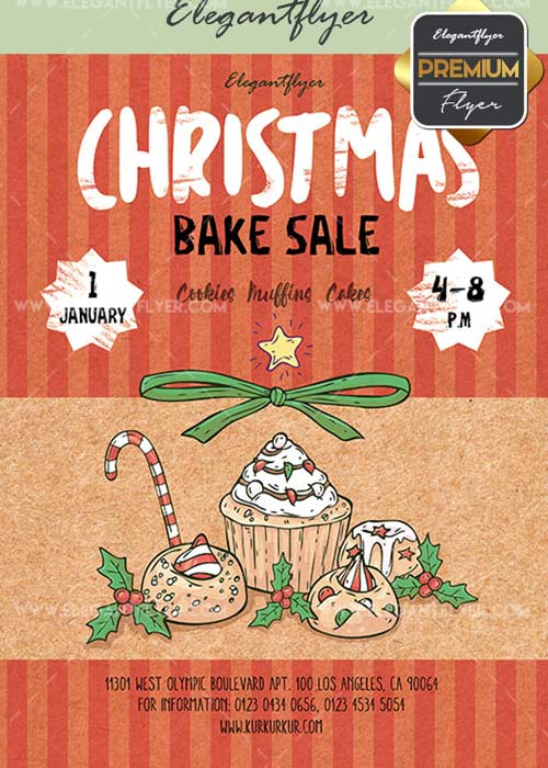 Christmas Bake Sale V22 Flyer PSD Template + Facebook Cover