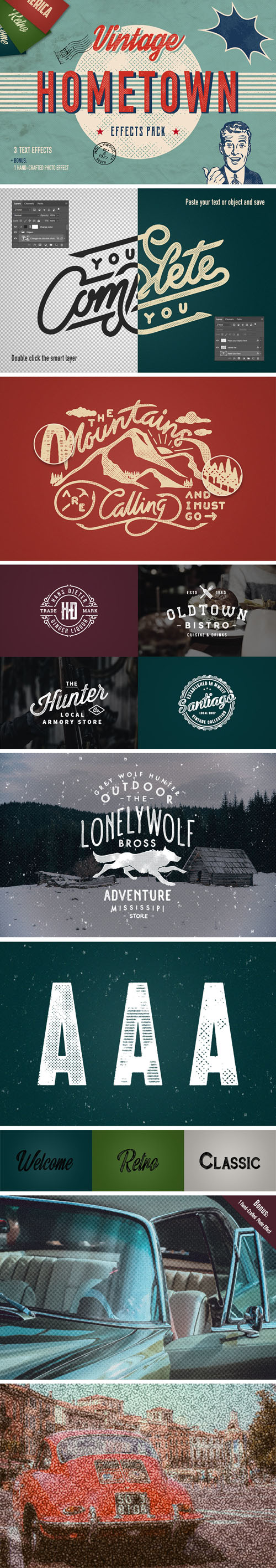 Hometown Vintage PSD Effects Pack