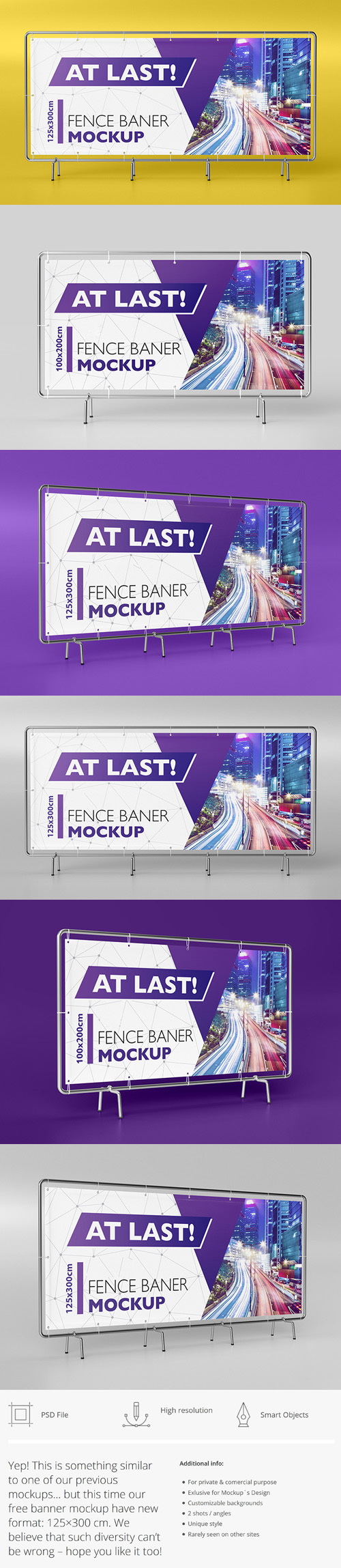 Fence Banners - 4 PSD Mockups