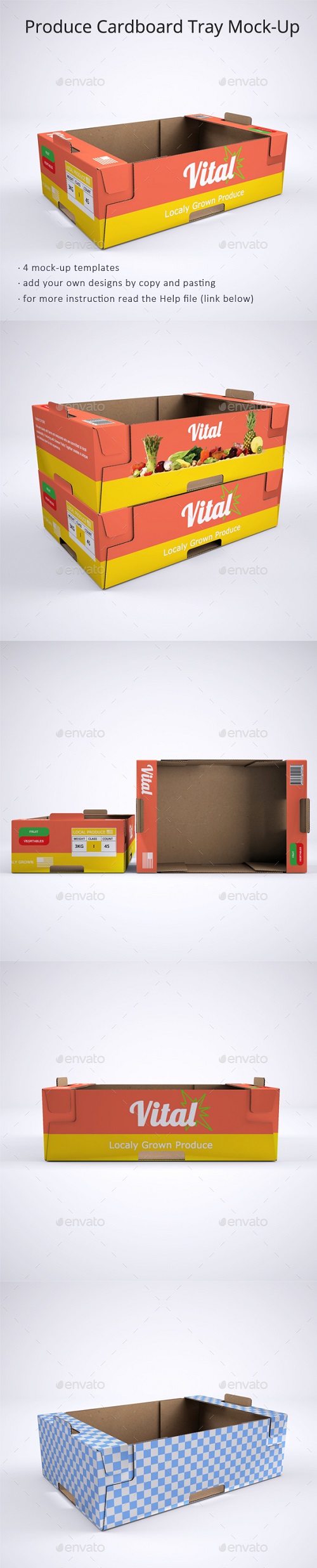 Produce Cardboard Tray or Box Mock-Up 21246954