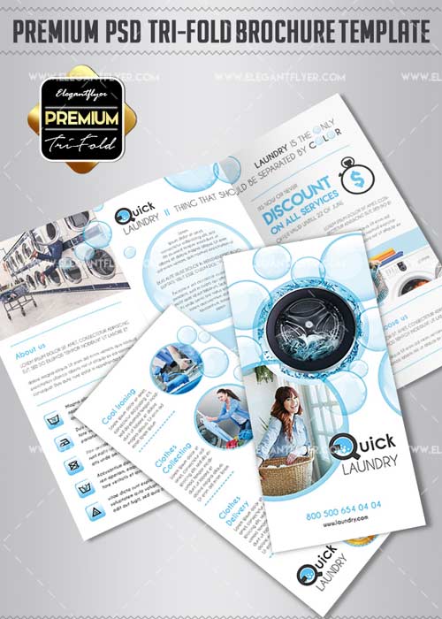 Laundry Services V1 2018 Premium Tri-Fold PSD Brochure Template