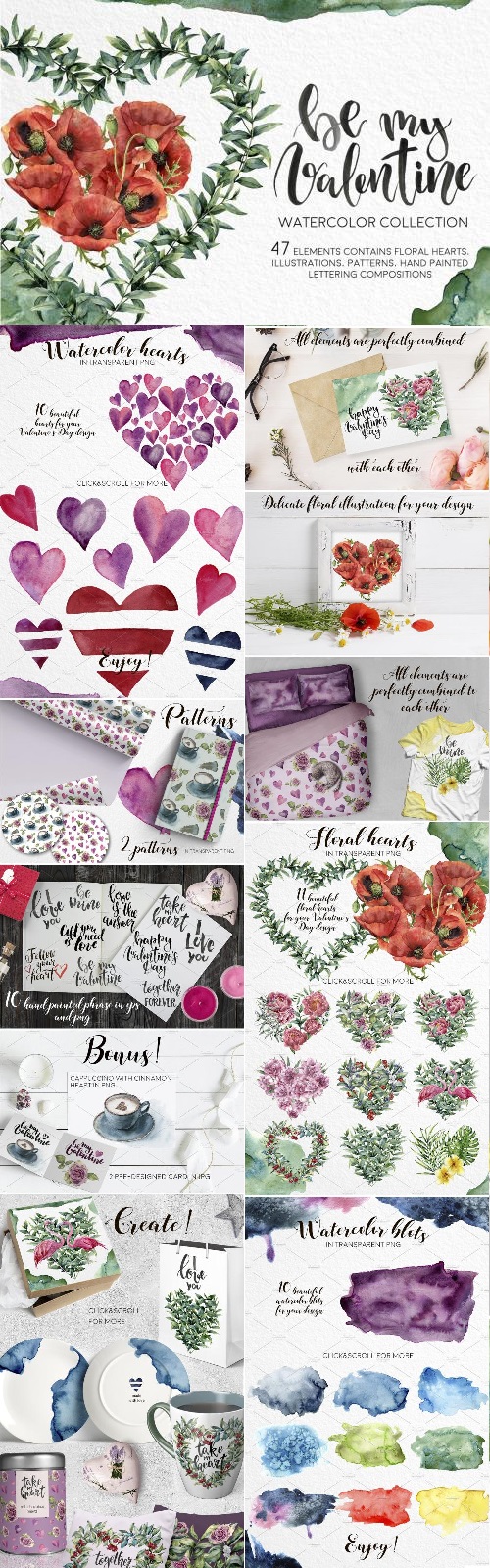 Be my Valentine Watercolor bundle - 2220289