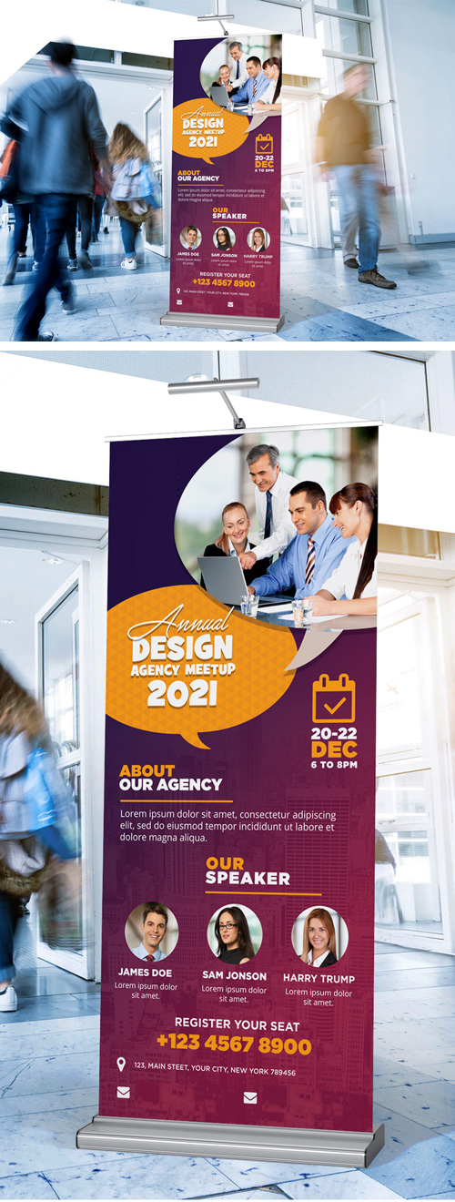 Corporate Conference Roll-up Banner PSD Template