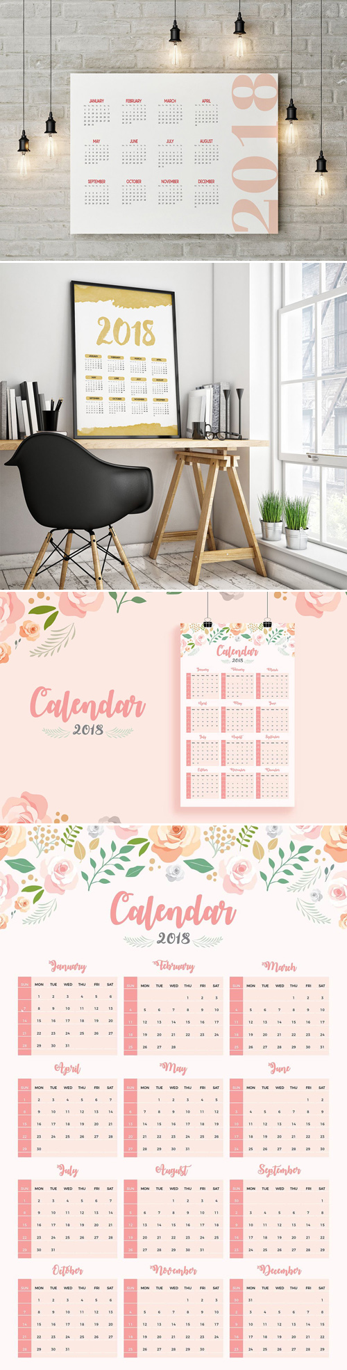 2018 Printable Wall Calendar Templates