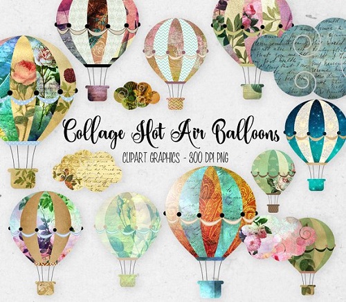 Collage Hot Air Balloon Clipart - 270855