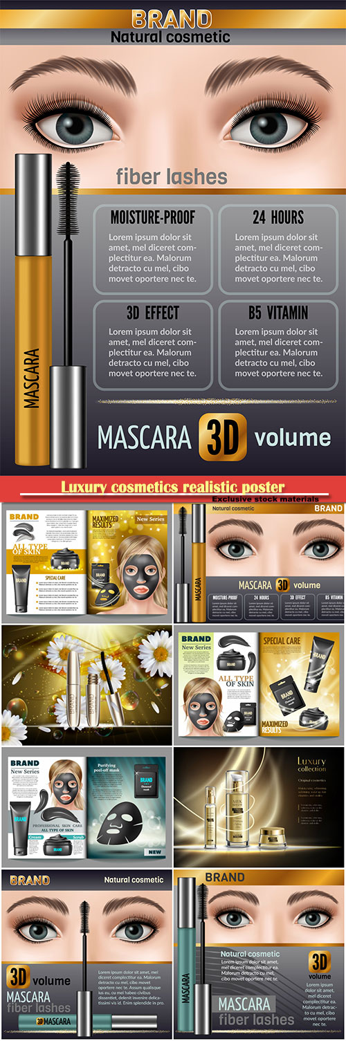 Luxury cosmetics realistic advertisement poster vector illustration