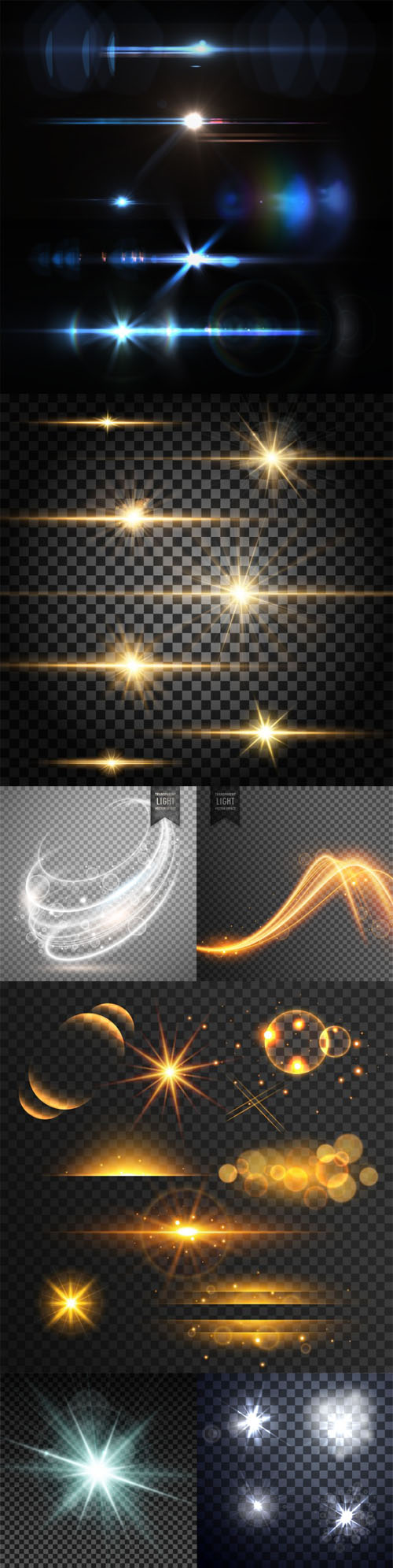 7 Transparent Light Effects Collection in Vector