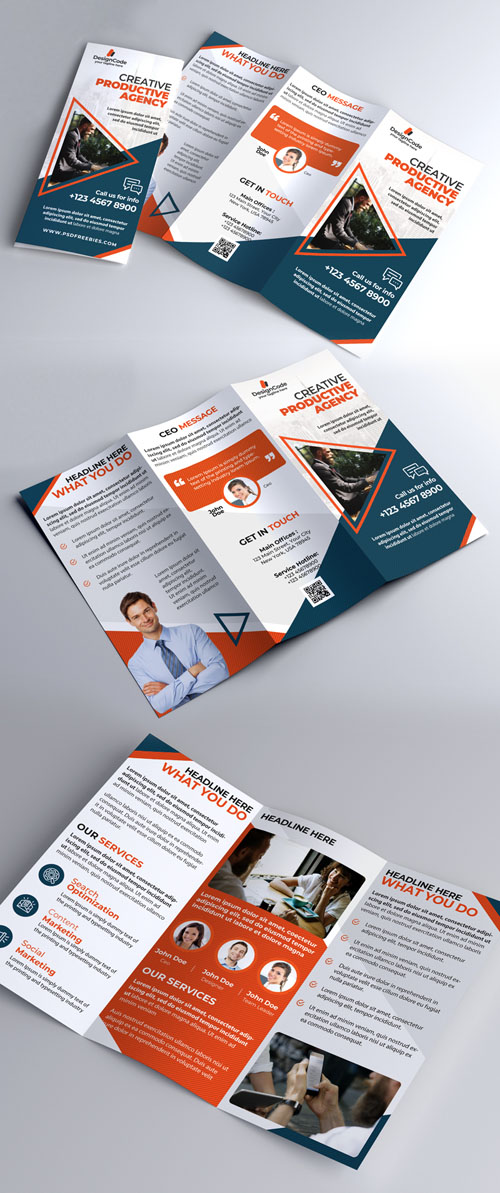 Multipurpose Tri-fold Brochure Design PSD Template