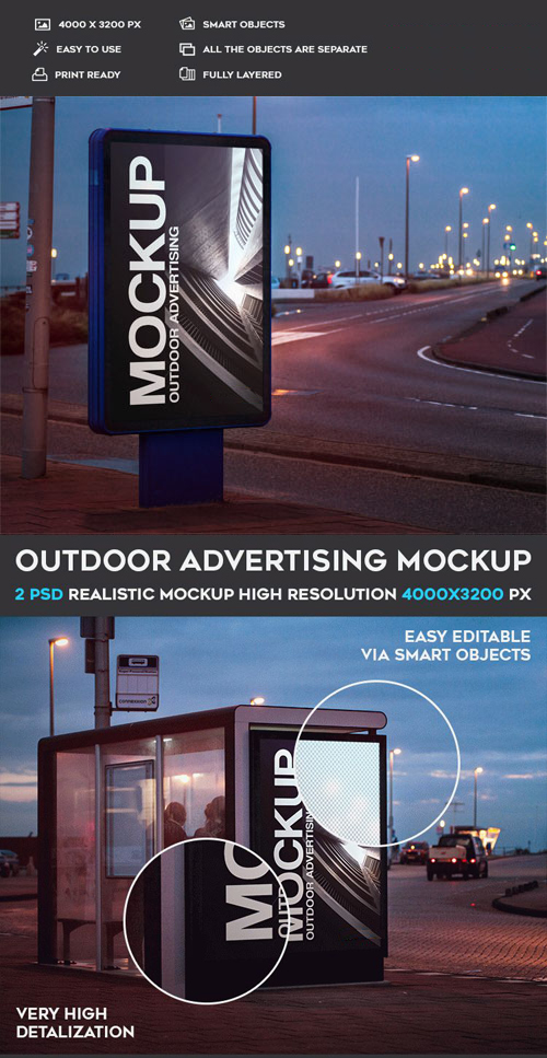 Outdoor Advertising - 2 PSD Mockups