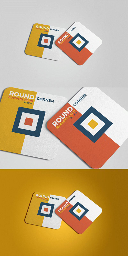Square Round Corner Business Card PSD Mockups 2018