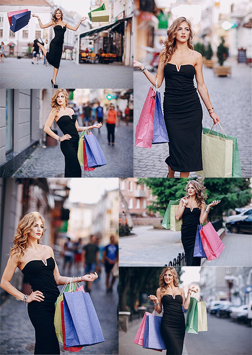     / Beautiful woman makes shopping