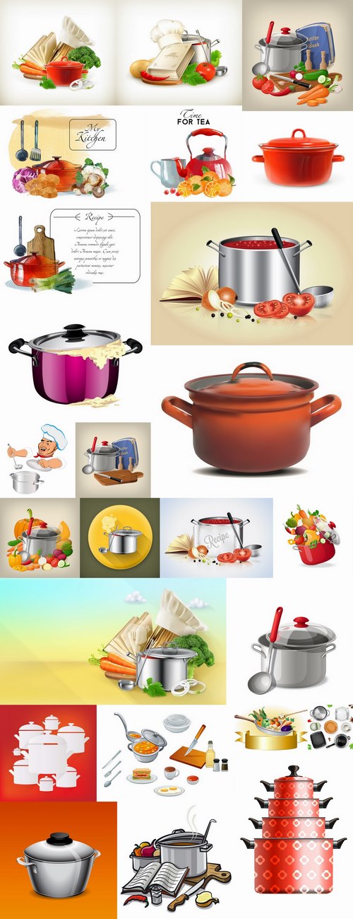 Pan cookware with food 25 EPS