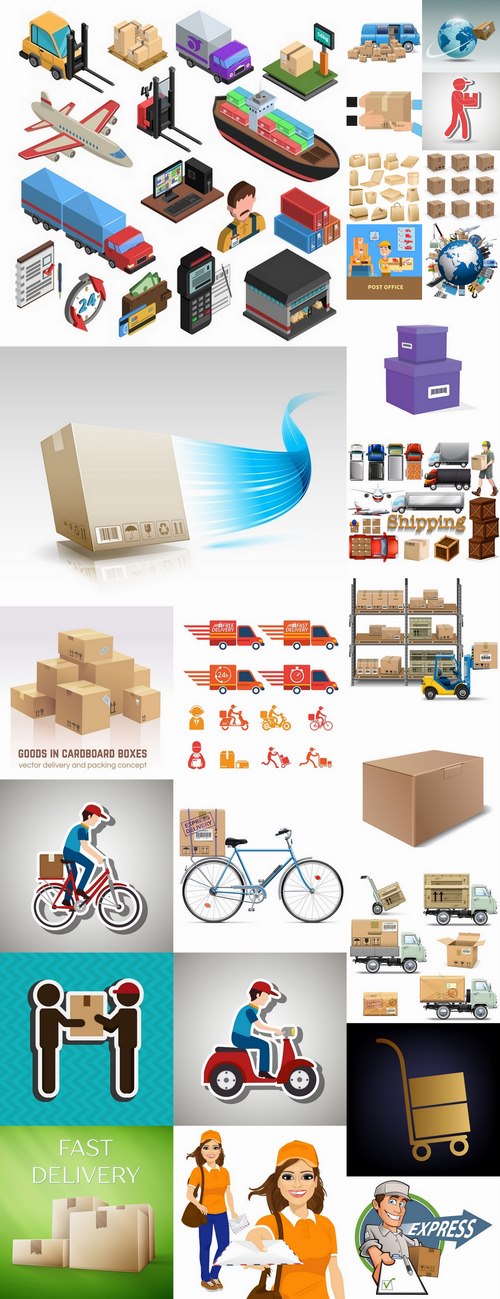 Parcel delivery mail speed packaging goods vector image 25 EPS