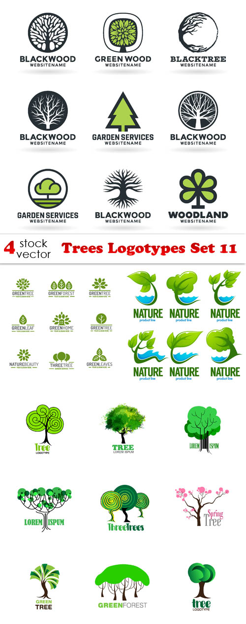 Vectors - Trees Logotypes Set 11