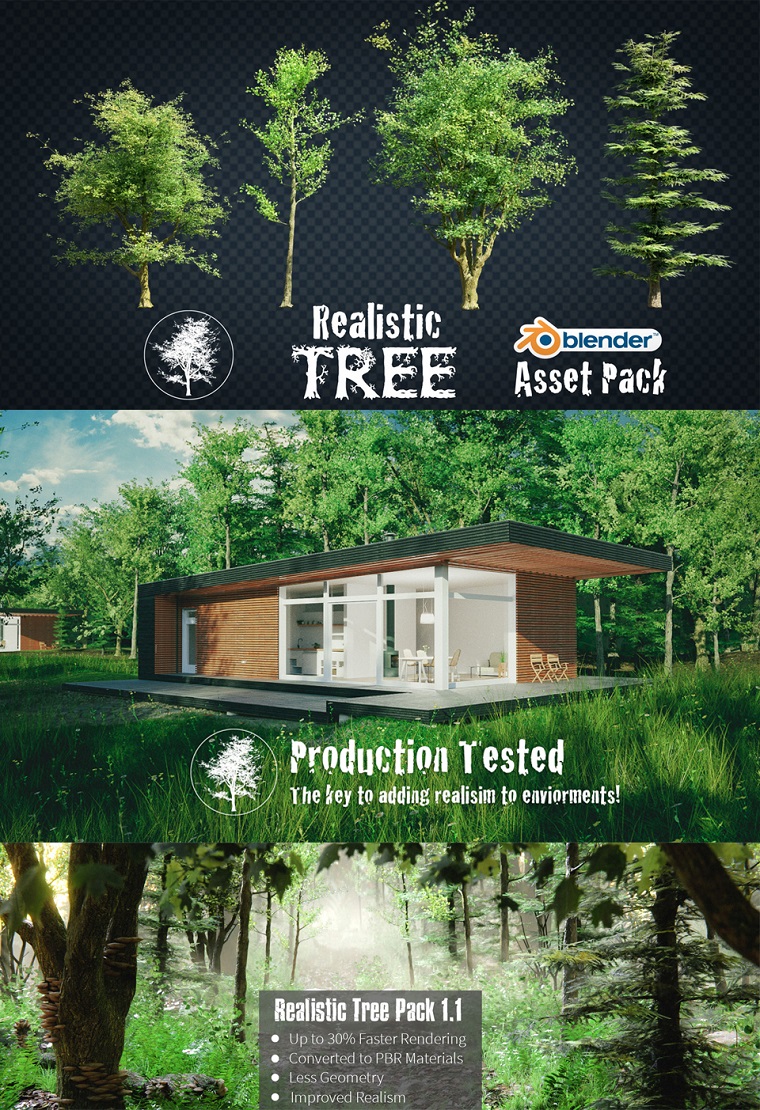 Realistic Tree Asset Pack v1.1 - Blender