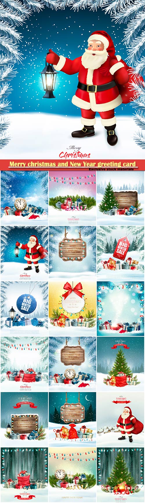 Merry christmas and New Year greeting card vector # 14