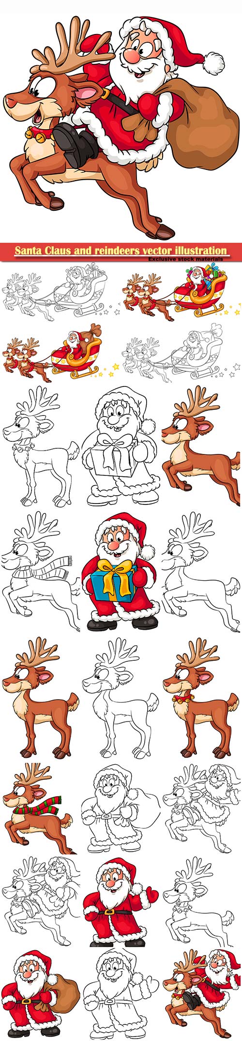 Santa Claus and reindeers vector illustration