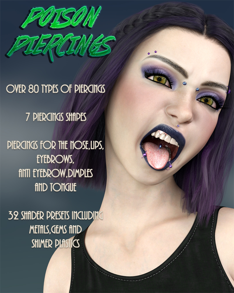 Poison Piercings for Genesis 8 Female