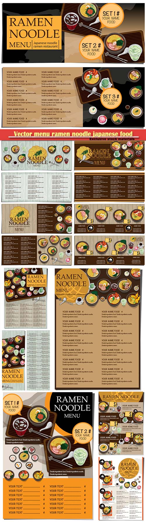 Vector menu ramen noodle japanese food template design