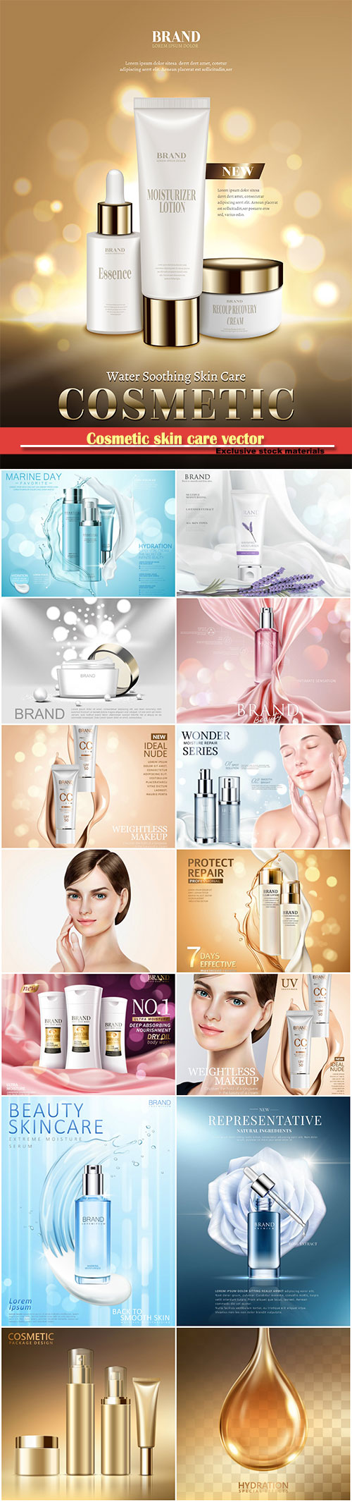 Cosmetic skin care vector, moisturizing cream in 3d illustration