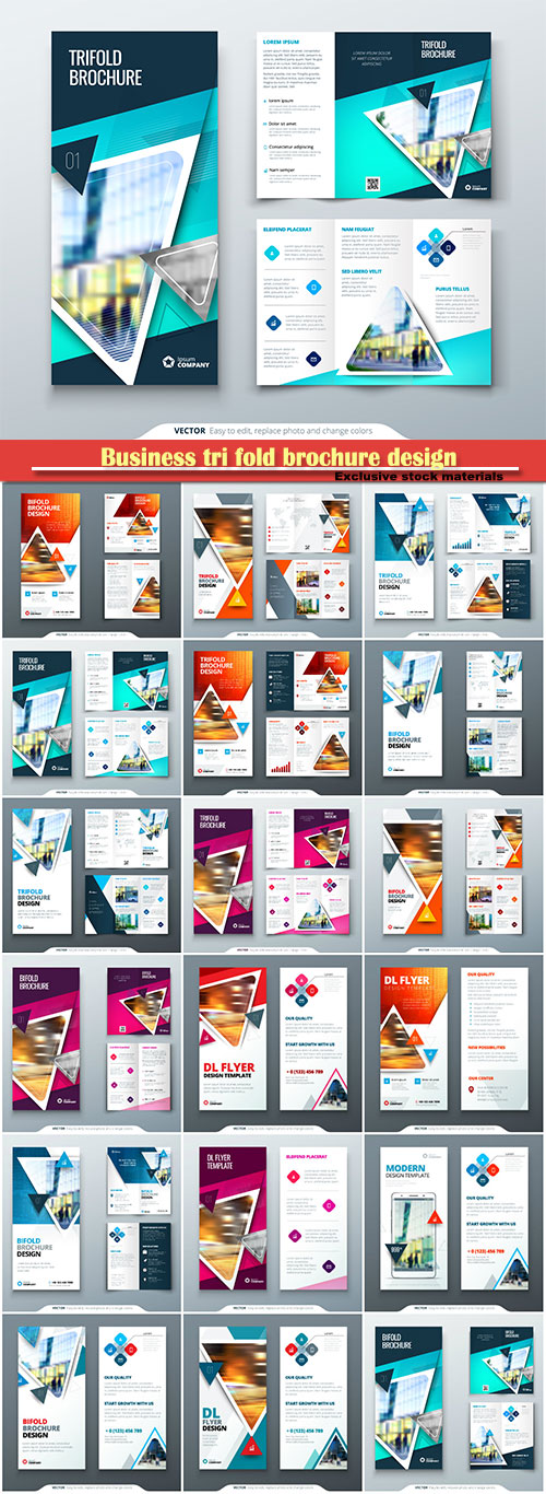 Business tri fold brochure design, corporate business template, creative co ...
