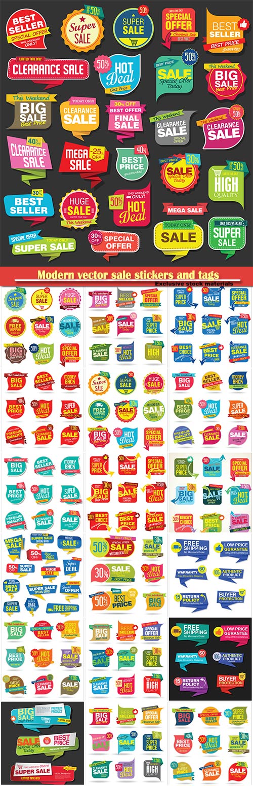 Modern vector sale stickers and tags collection