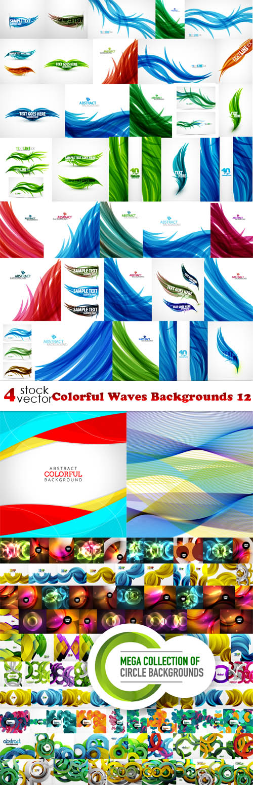 Vectors - Colorful Waves Backgrounds 12